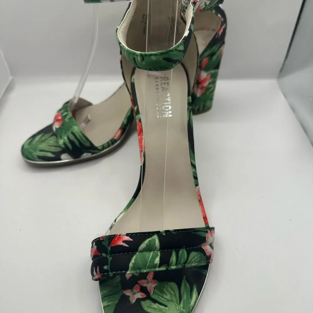 Kenneth Cole Reaction Lolita Floral Block Heel Sandals Size 8